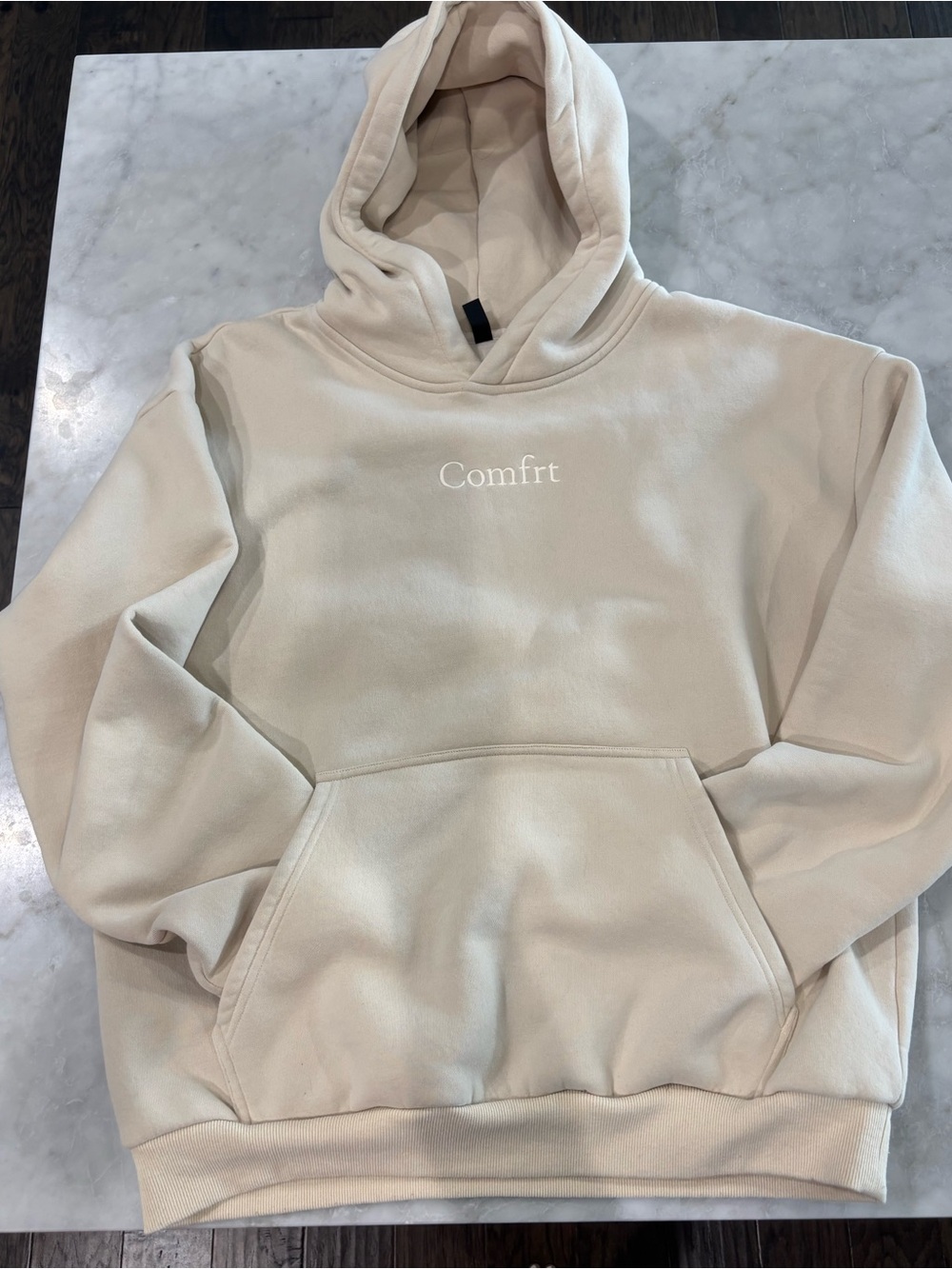 Comfrt Light Beige XL Fleece-Lined Hoodie